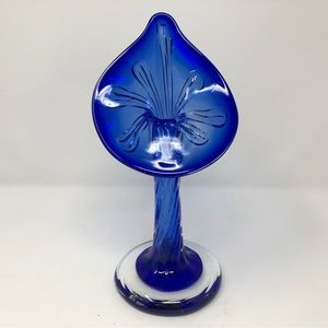Clark Guettel Jack in the Pulpit Cobalt Cased Glass Vase Canada Signed